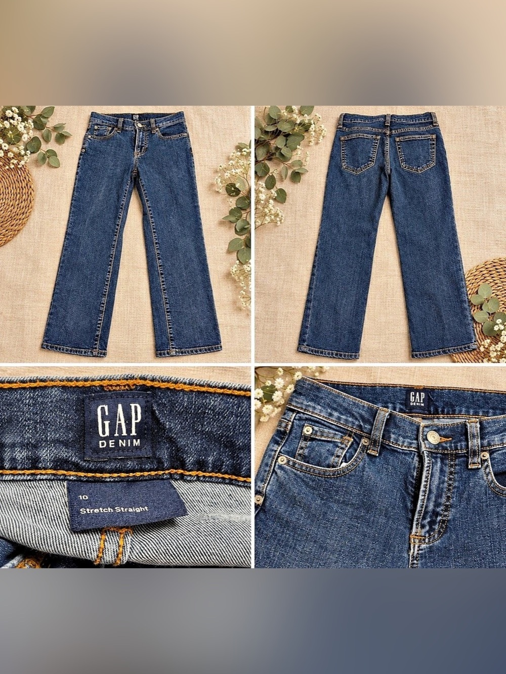 Gap Stretch Straight Boys Size 10 Blue Jeans Like New